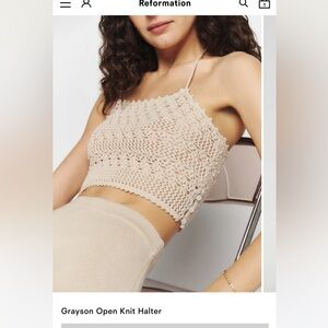 Reformation Grayson Open Knit Halter Horchata - Size S